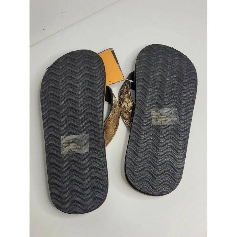 RealTree hunter camo thong slid on flip flops summer casual size 11-12 NWT
